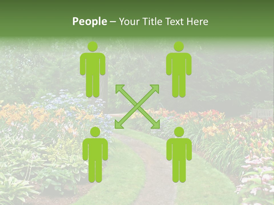A Garden With Flowers And Trees In The Background PowerPoint Template