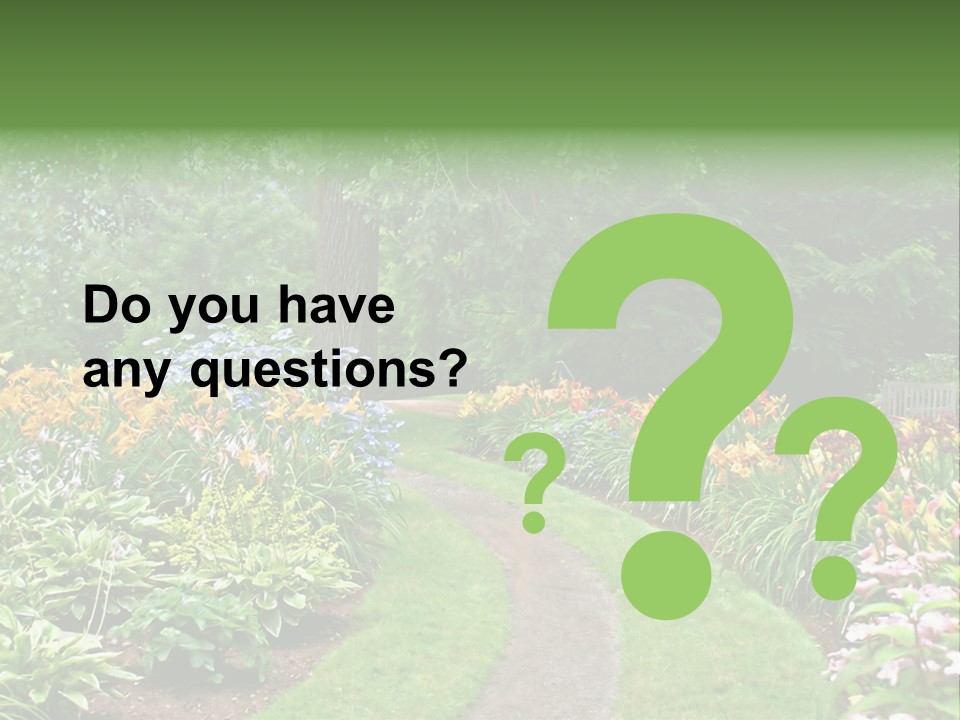 A Garden With Flowers And Trees In The Background PowerPoint Template