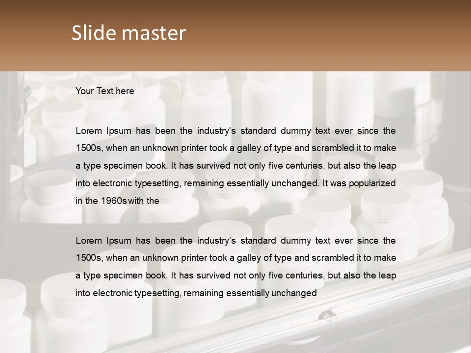 A Bunch Of White Jars Sitting On Top Of A Conveyor Belt PowerPoint Template