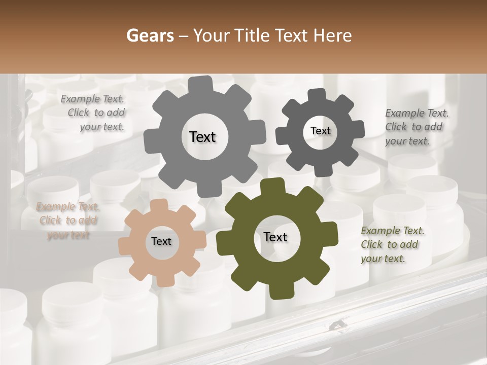 A Bunch Of White Jars Sitting On Top Of A Conveyor Belt PowerPoint Template