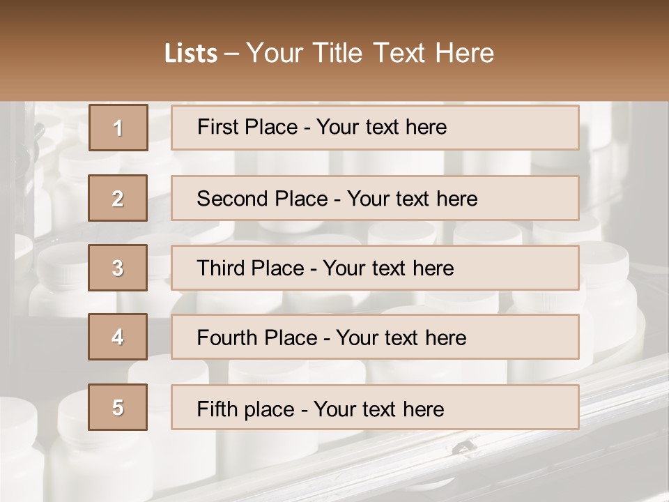 A Bunch Of White Jars Sitting On Top Of A Conveyor Belt PowerPoint Template
