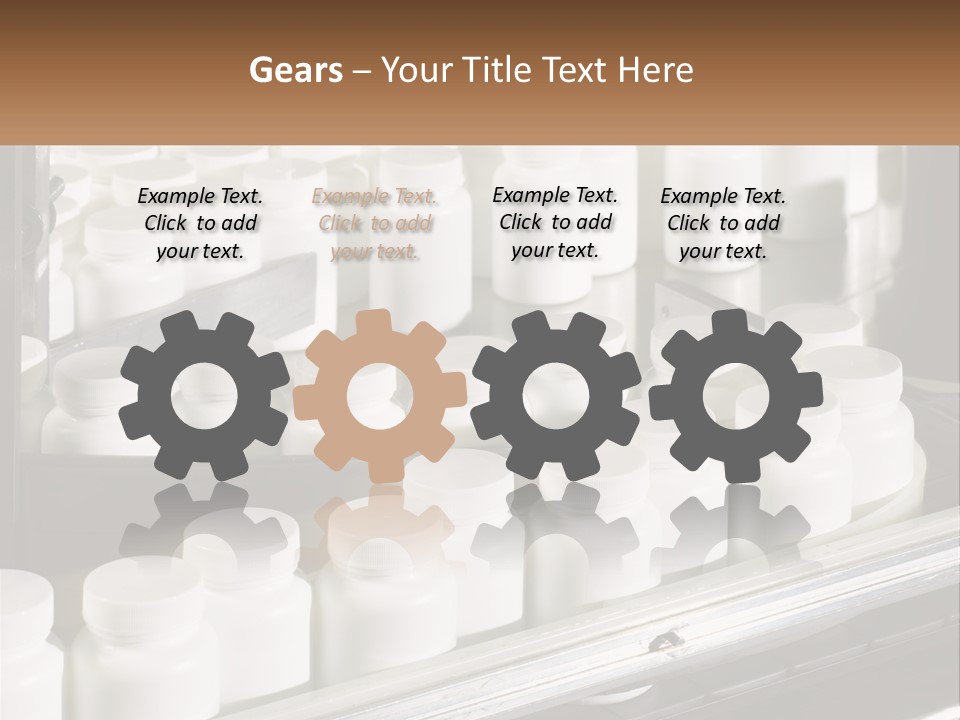 A Bunch Of White Jars Sitting On Top Of A Conveyor Belt PowerPoint Template