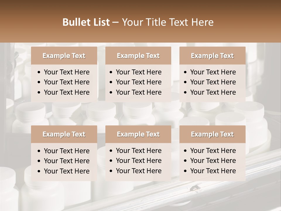 A Bunch Of White Jars Sitting On Top Of A Conveyor Belt PowerPoint Template