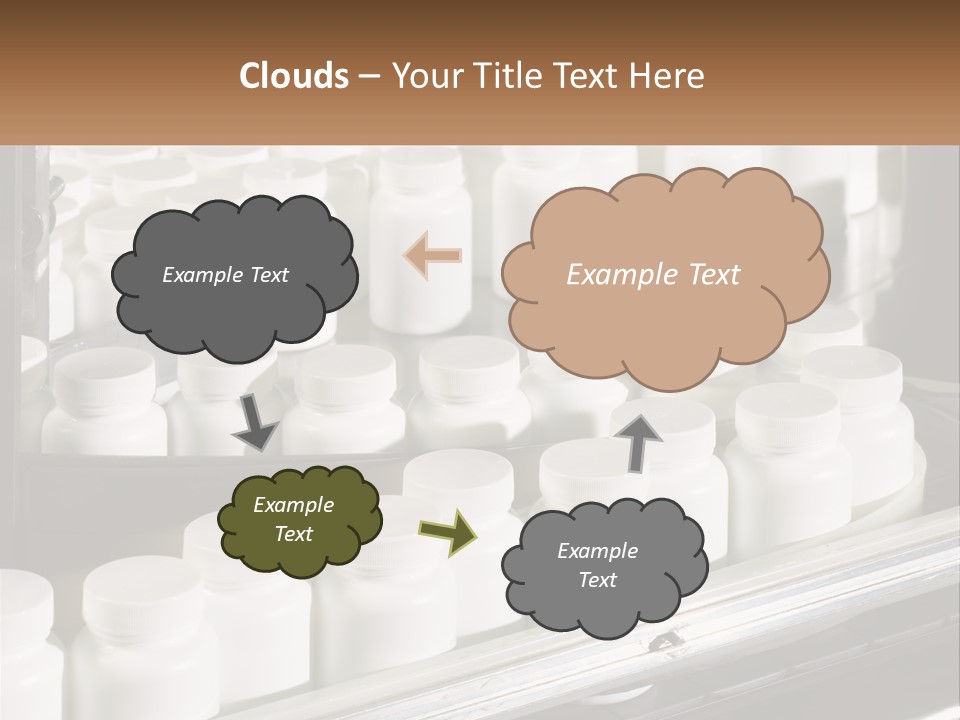 A Bunch Of White Jars Sitting On Top Of A Conveyor Belt PowerPoint Template