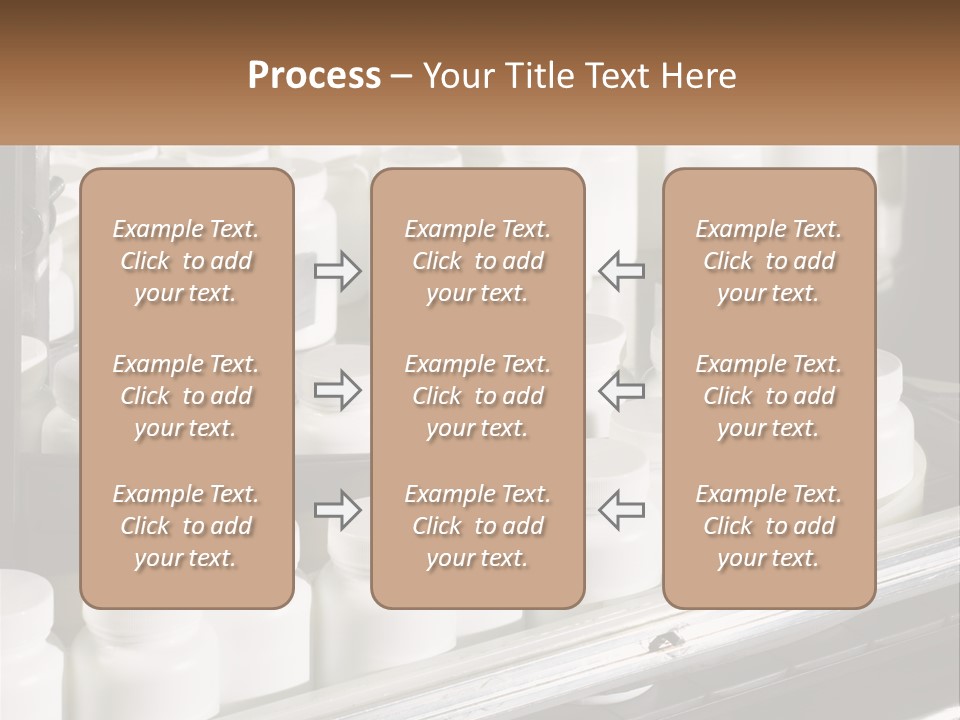 A Bunch Of White Jars Sitting On Top Of A Conveyor Belt PowerPoint Template