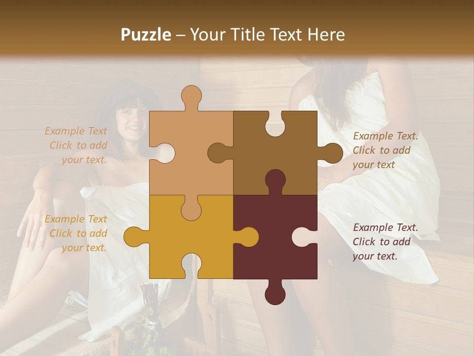 A Couple Of Women Sitting In A Sauna PowerPoint Template