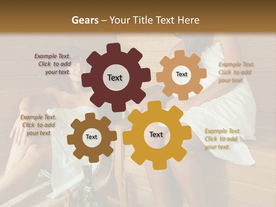 A Couple Of Women Sitting In A Sauna PowerPoint Template