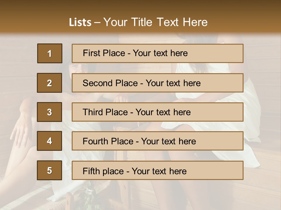 A Couple Of Women Sitting In A Sauna PowerPoint Template