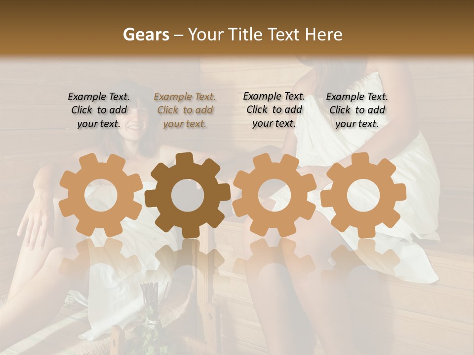 A Couple Of Women Sitting In A Sauna PowerPoint Template