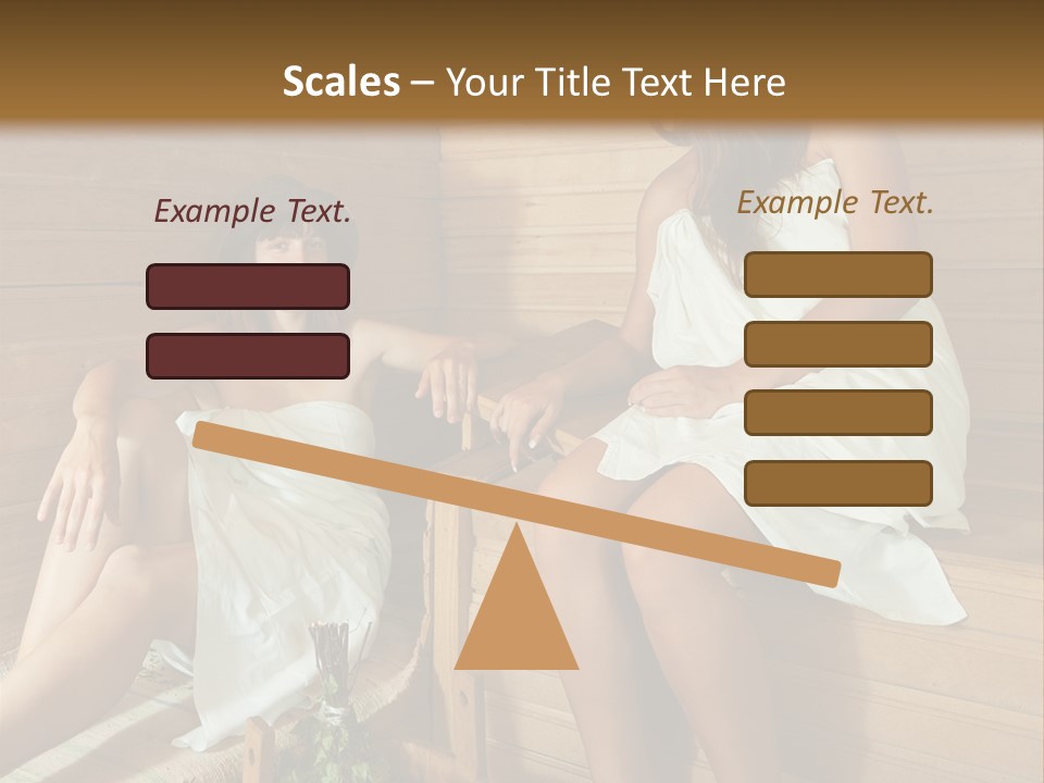A Couple Of Women Sitting In A Sauna PowerPoint Template