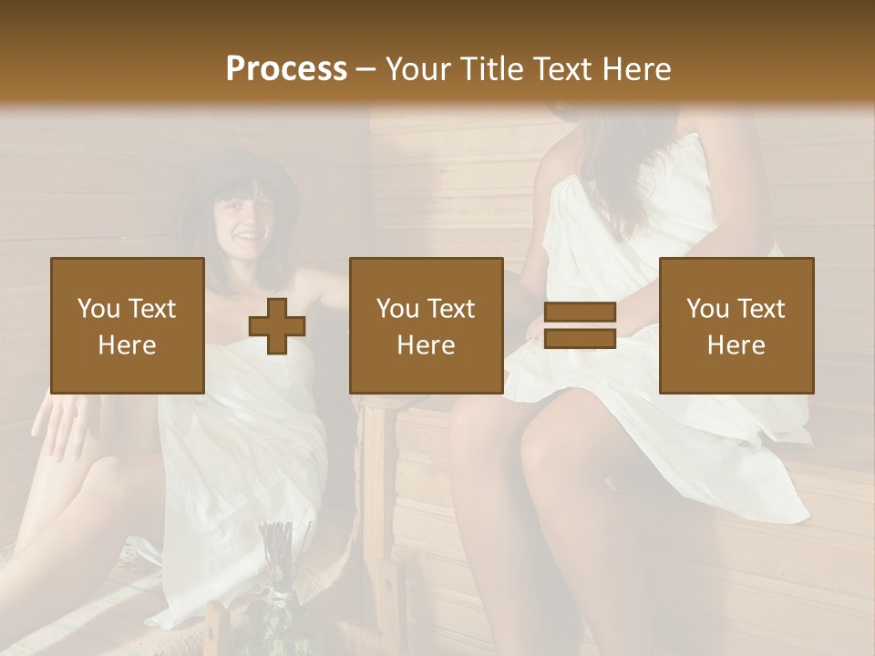 A Couple Of Women Sitting In A Sauna PowerPoint Template