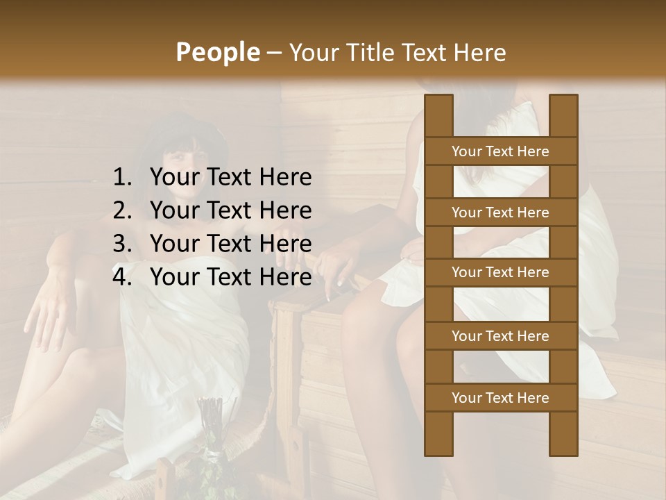 A Couple Of Women Sitting In A Sauna PowerPoint Template