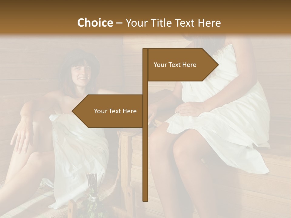 A Couple Of Women Sitting In A Sauna PowerPoint Template