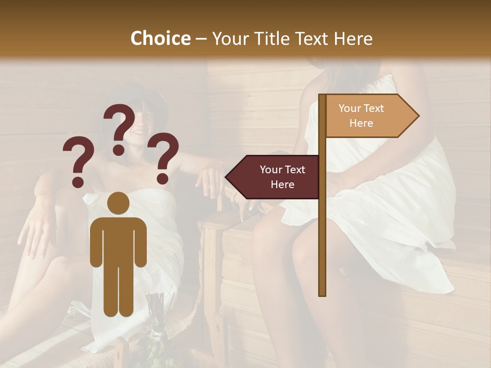 A Couple Of Women Sitting In A Sauna PowerPoint Template