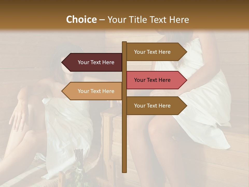 A Couple Of Women Sitting In A Sauna PowerPoint Template