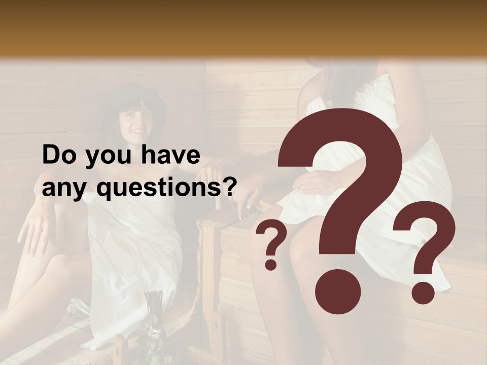 A Couple Of Women Sitting In A Sauna PowerPoint Template