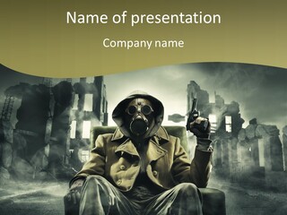 A Man In A Gas Mask Holding A Gun PowerPoint Template
