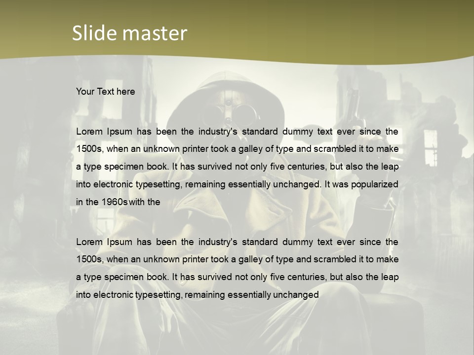 A Man In A Gas Mask Holding A Gun PowerPoint Template