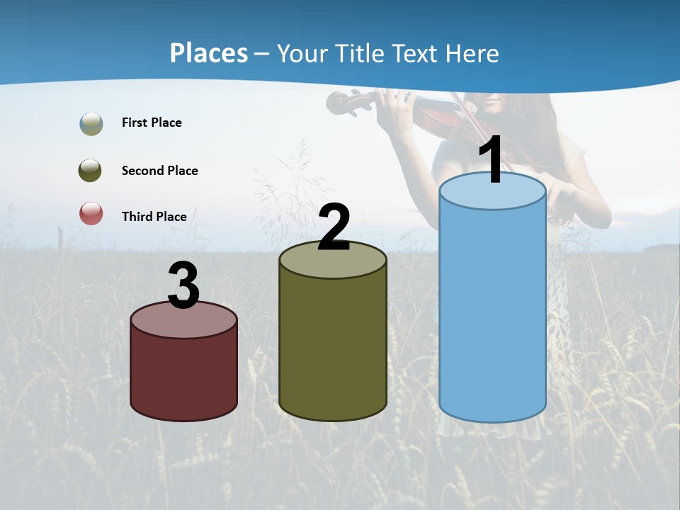 A Woman Playing Violin In A Field Of Wheat PowerPoint Template