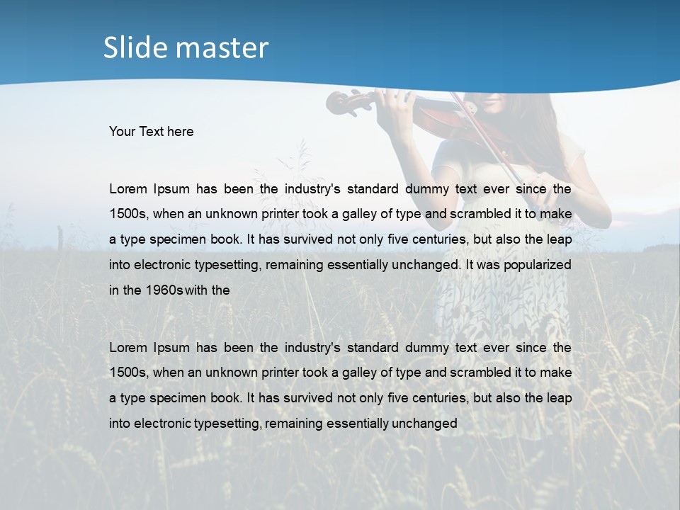 A Woman Playing Violin In A Field Of Wheat PowerPoint Template