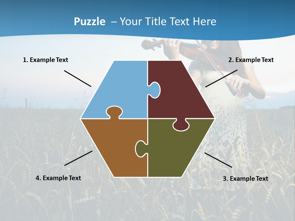 A Woman Playing Violin In A Field Of Wheat PowerPoint Template