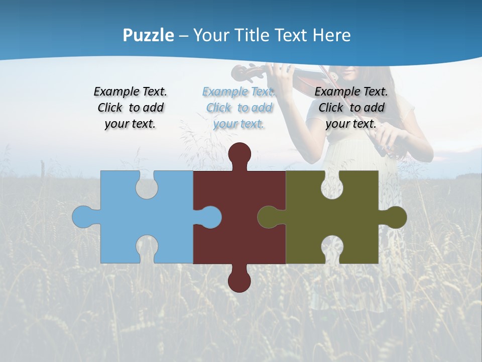 A Woman Playing Violin In A Field Of Wheat PowerPoint Template