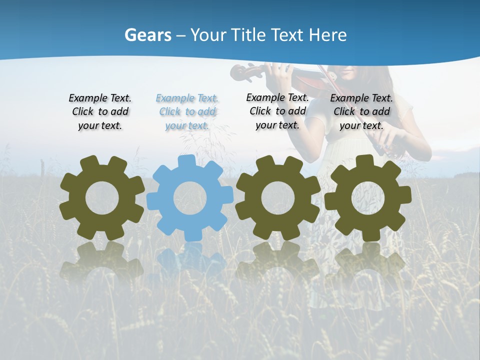 A Woman Playing Violin In A Field Of Wheat PowerPoint Template