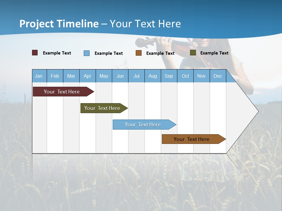 A Woman Playing Violin In A Field Of Wheat PowerPoint Template