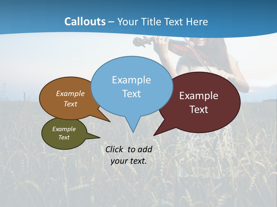 A Woman Playing Violin In A Field Of Wheat PowerPoint Template