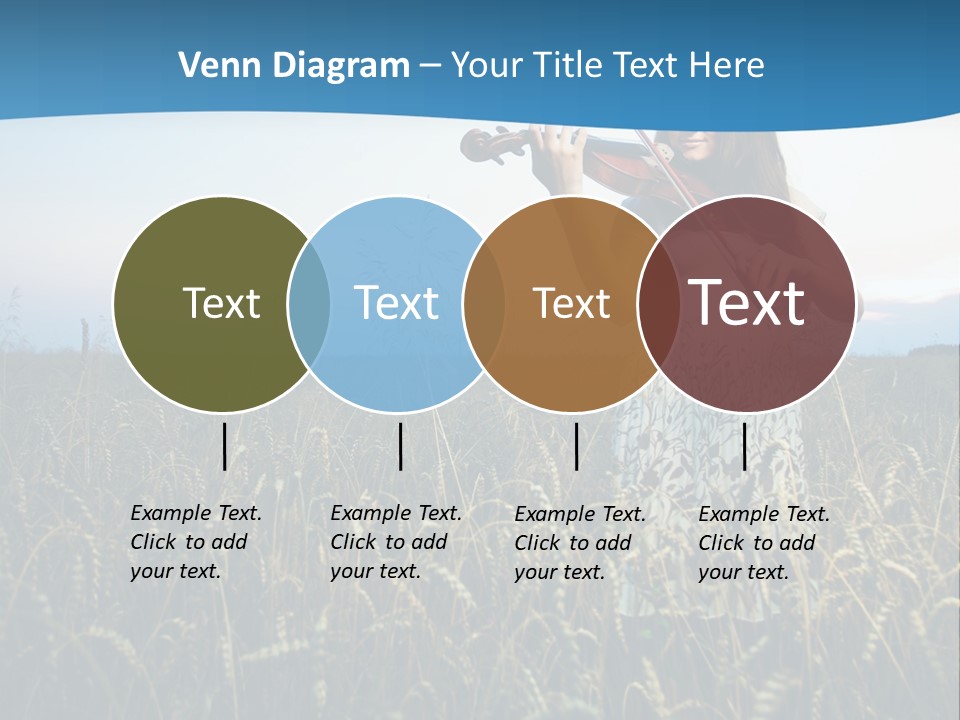 A Woman Playing Violin In A Field Of Wheat PowerPoint Template