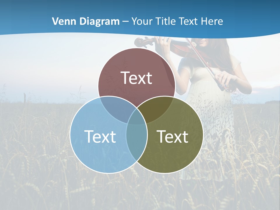 A Woman Playing Violin In A Field Of Wheat PowerPoint Template