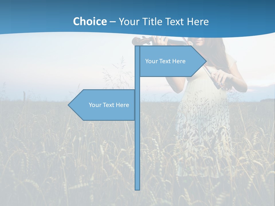 A Woman Playing Violin In A Field Of Wheat PowerPoint Template