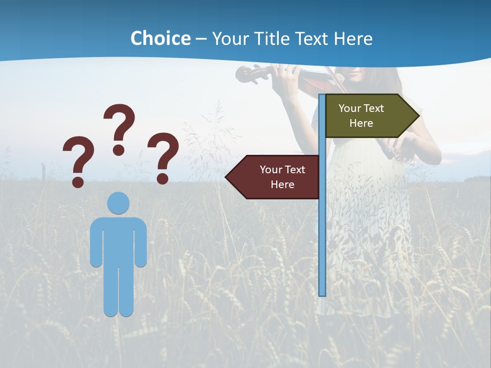 A Woman Playing Violin In A Field Of Wheat PowerPoint Template