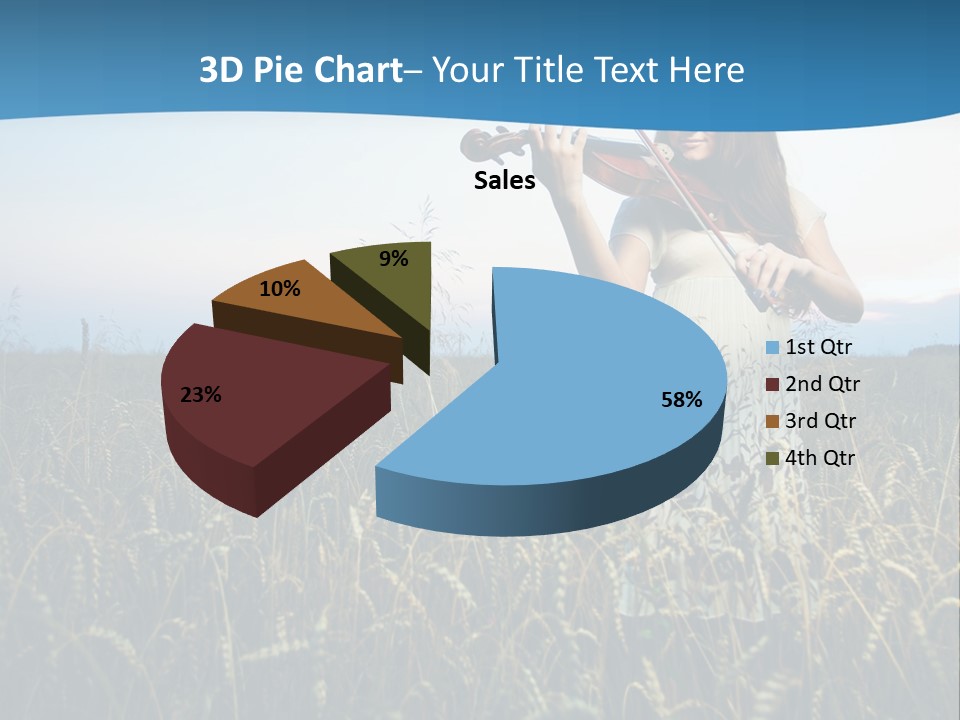 A Woman Playing Violin In A Field Of Wheat PowerPoint Template