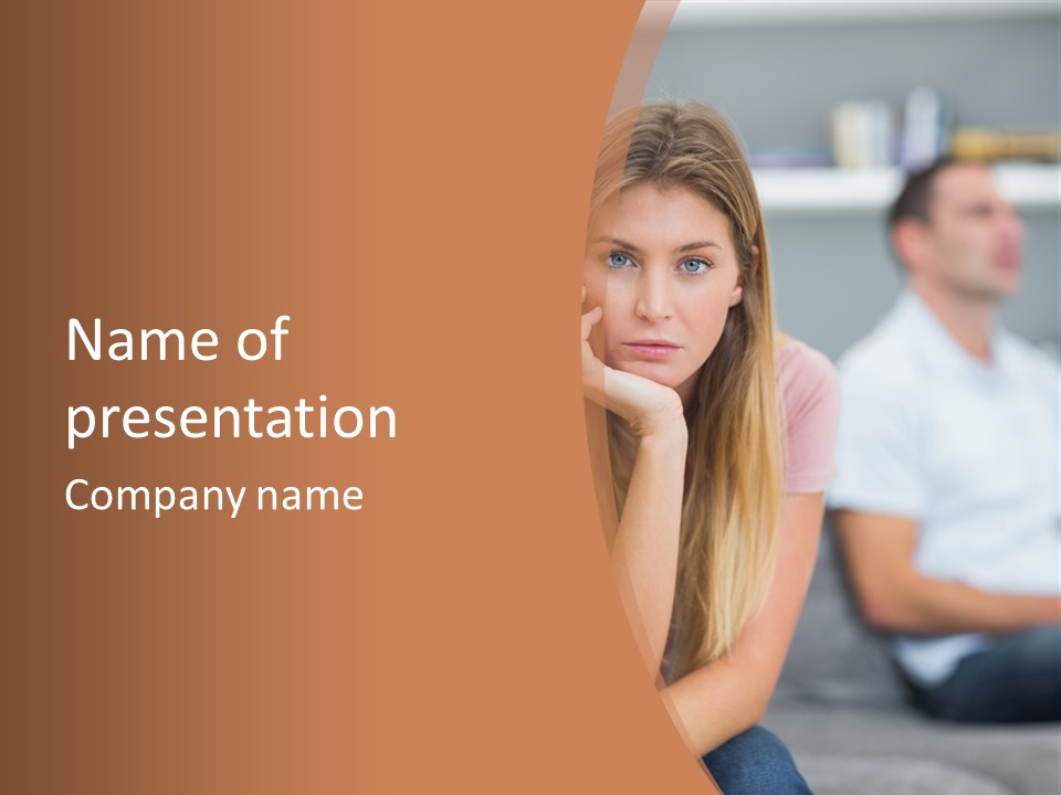 A Woman Sitting On A Couch Next To A Man PowerPoint Template