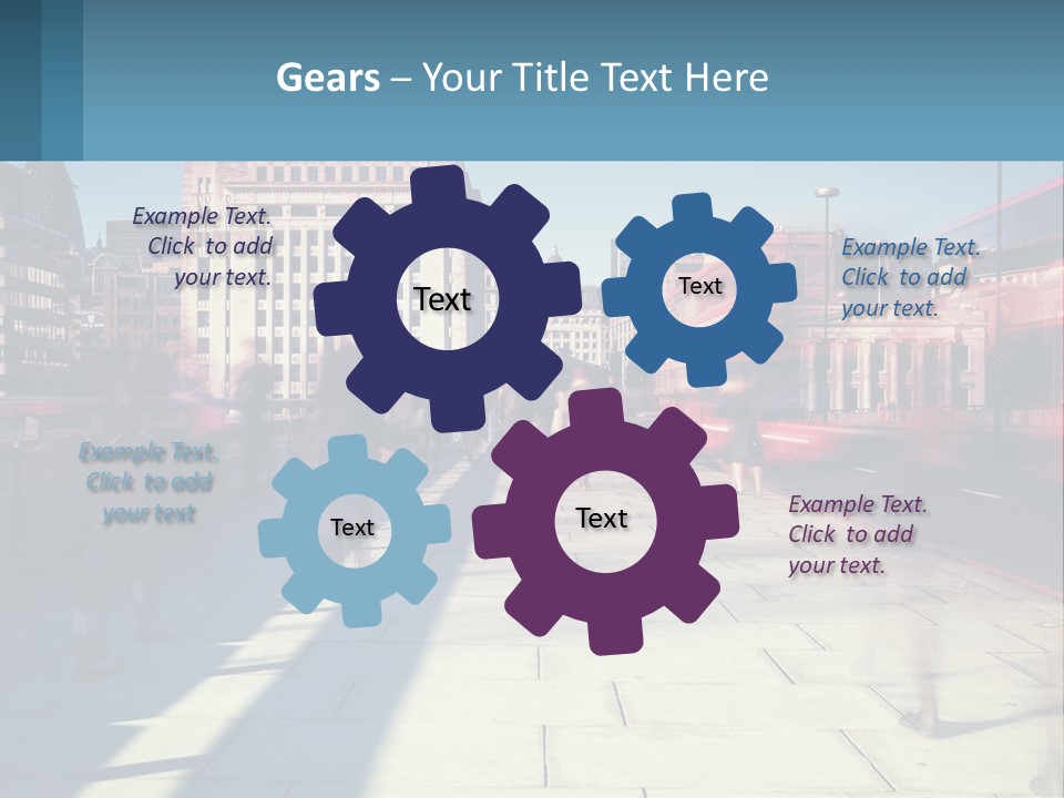 A Group Of People Walking Down A Sidewalk Next To Tall Buildings PowerPoint Template