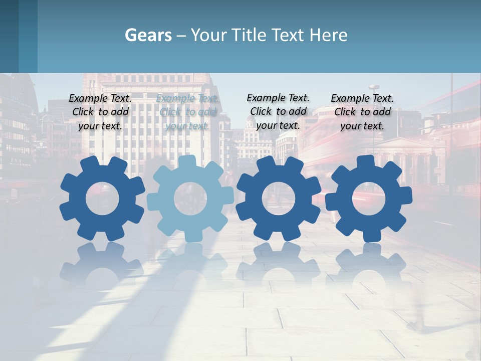 A Group Of People Walking Down A Sidewalk Next To Tall Buildings PowerPoint Template