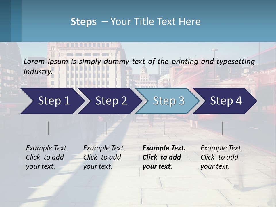 A Group Of People Walking Down A Sidewalk Next To Tall Buildings PowerPoint Template