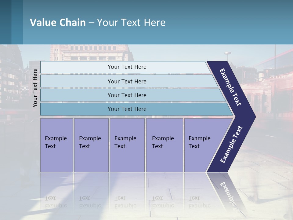 A Group Of People Walking Down A Sidewalk Next To Tall Buildings PowerPoint Template