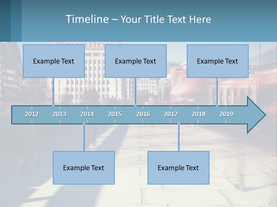 A Group Of People Walking Down A Sidewalk Next To Tall Buildings PowerPoint Template