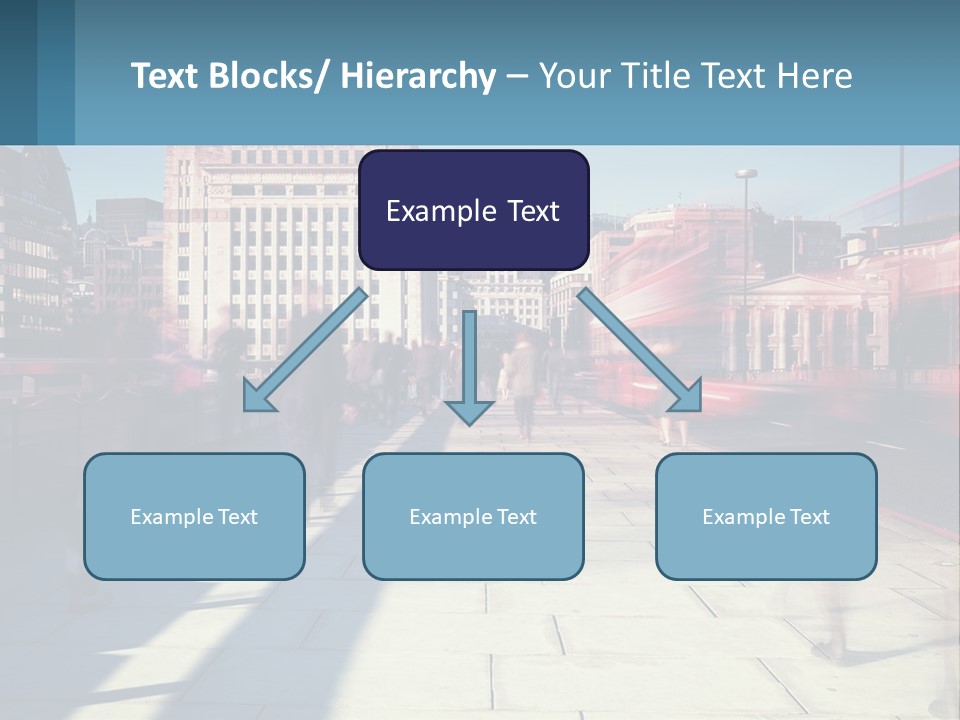 A Group Of People Walking Down A Sidewalk Next To Tall Buildings PowerPoint Template