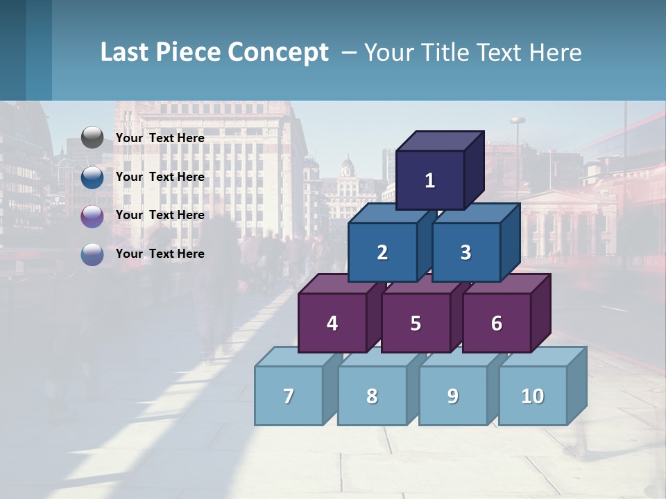 A Group Of People Walking Down A Sidewalk Next To Tall Buildings PowerPoint Template