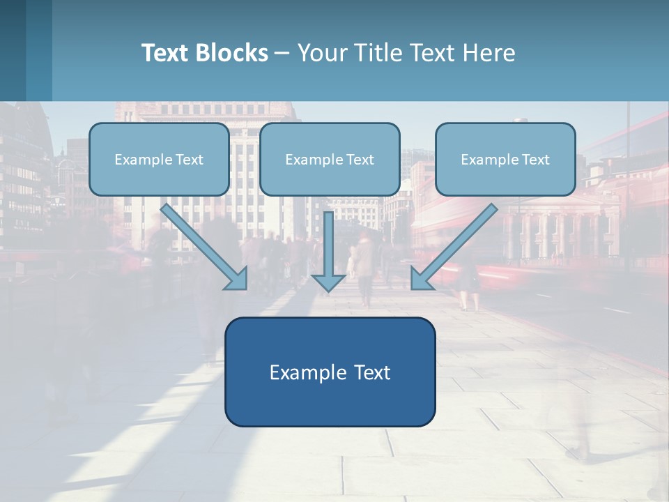 A Group Of People Walking Down A Sidewalk Next To Tall Buildings PowerPoint Template