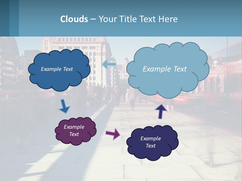 A Group Of People Walking Down A Sidewalk Next To Tall Buildings PowerPoint Template