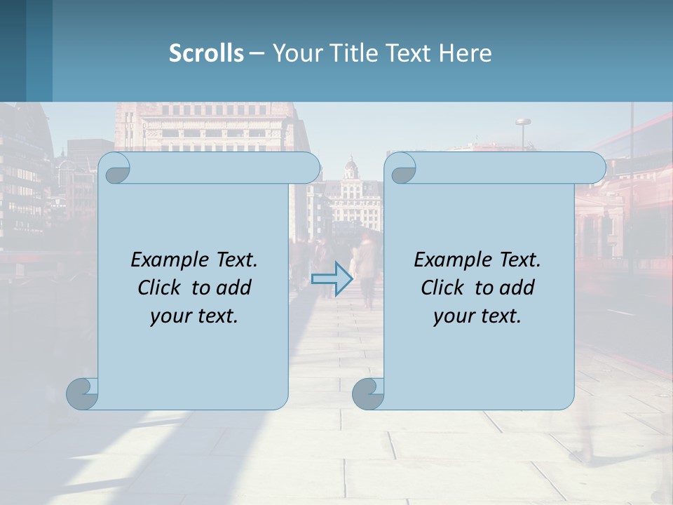 A Group Of People Walking Down A Sidewalk Next To Tall Buildings PowerPoint Template