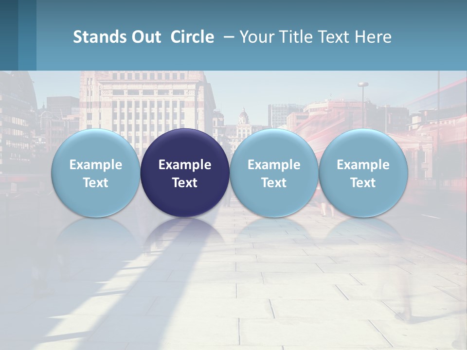 A Group Of People Walking Down A Sidewalk Next To Tall Buildings PowerPoint Template