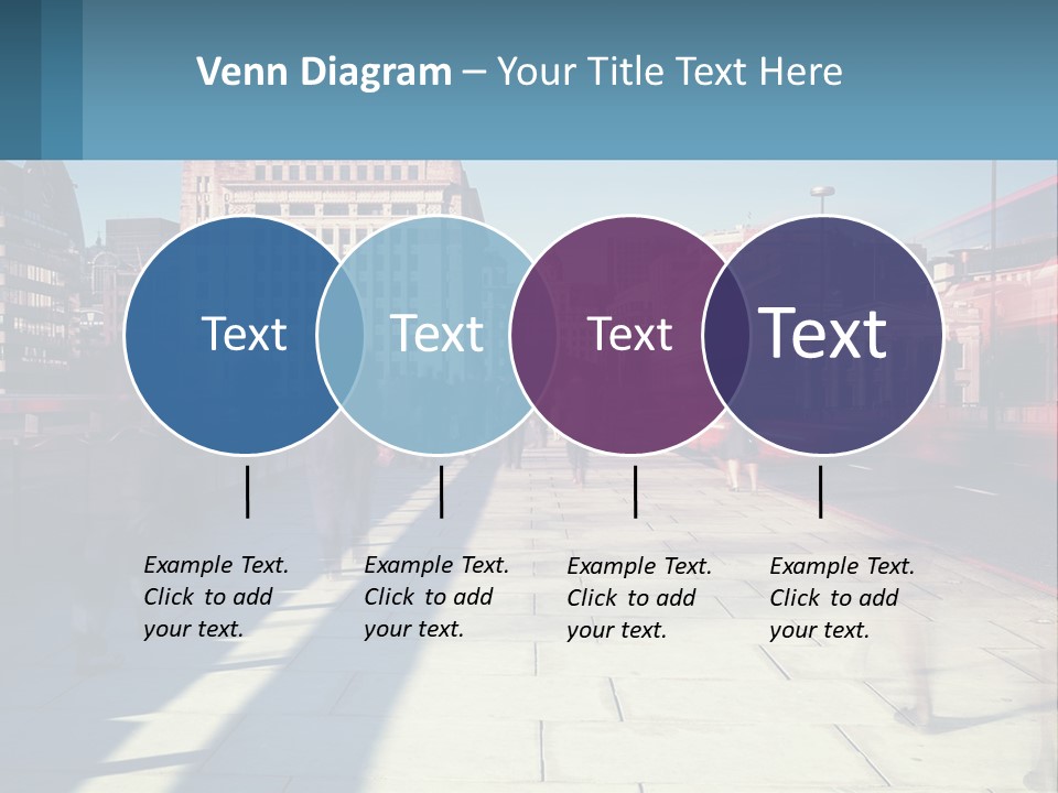 A Group Of People Walking Down A Sidewalk Next To Tall Buildings PowerPoint Template