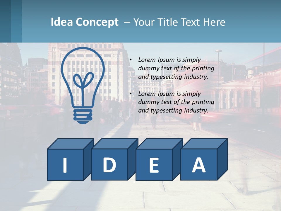 A Group Of People Walking Down A Sidewalk Next To Tall Buildings PowerPoint Template