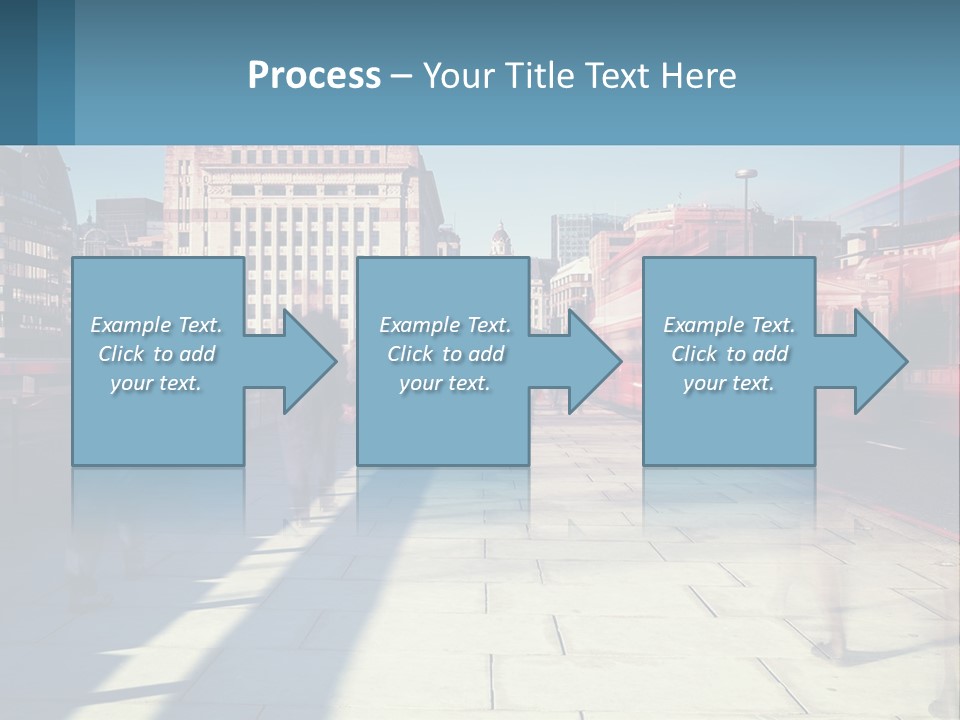 A Group Of People Walking Down A Sidewalk Next To Tall Buildings PowerPoint Template