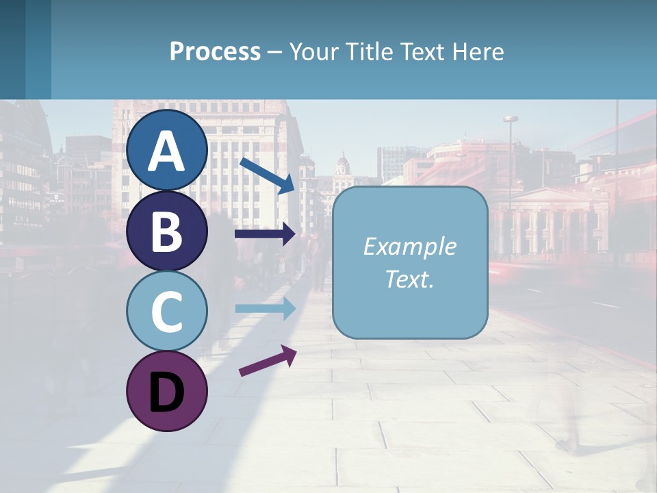 A Group Of People Walking Down A Sidewalk Next To Tall Buildings PowerPoint Template